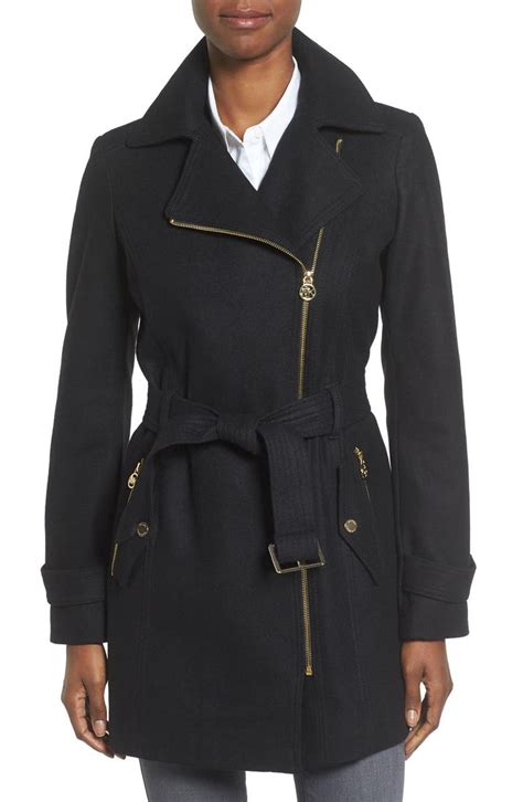 michael kors asymmetric wool blend coat|wool blend belted coat.